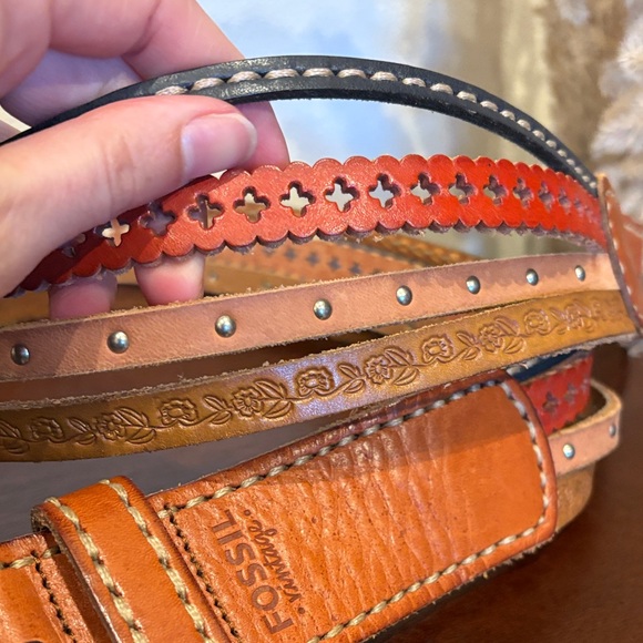 Vintage Fossil Layered Leather Belt for Women Size Medium - Picture 4 of 9